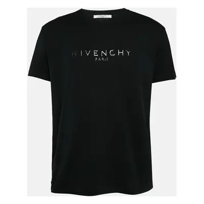 Givenchy Black Logo Print Cotton Crew Neck T-Shirt