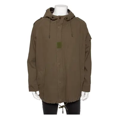 Saint Laurent Olive Green Cotton Hooded Parka Jacket