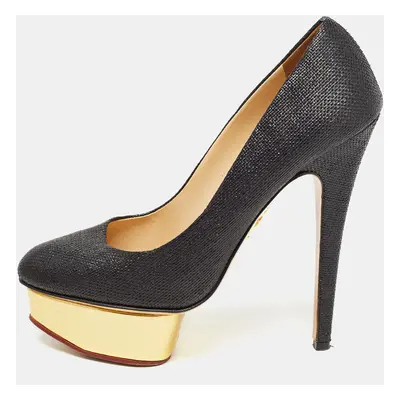 Charlotte Olympia Black Raffia Dolly Pumps Size 39.5