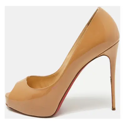 Christian Louboutin Beige Patent Leather New Very Prive Pumps Size