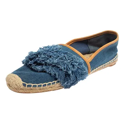 Tory Burch Blue Denim Shaw Espadrille Flats Size 40.5