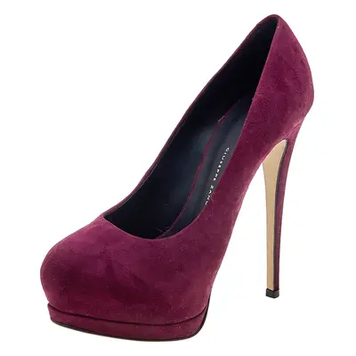 Giuseppe Zanotti Burgundy Suede Platform Pumps Size 37.5