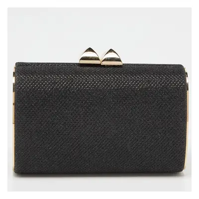 Jimmy Choo Black Fabric Lurex Frame Clutch