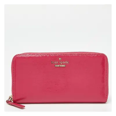 Kate Spade Pink Patent Leather Zip Around Continental Wallet