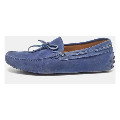 Tod's Blue Suede Bow Loafers Size