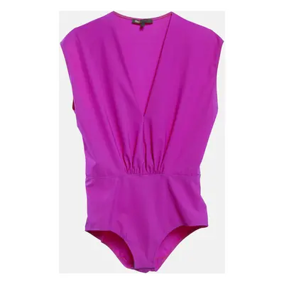 Maje Pink Jersey Plunging Neck Tilio Bodysuit