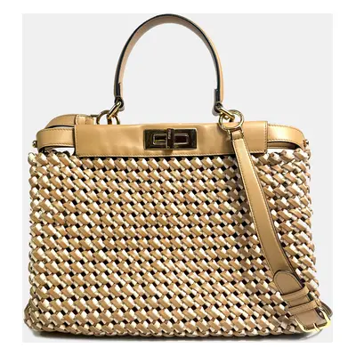 Fendi Brown And Nude Peekaboo Medium Bag