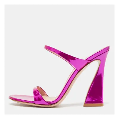 Gianvito Rossi Metallic Pink Leather Aura Sandals Size