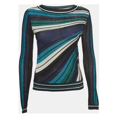 Diane Von Furstenberg Multicolor Striped Knit Long Sleeve Top