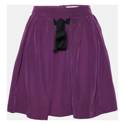 See by Chloe Purple Cotton Pleated Tie Detail Mini Skirt