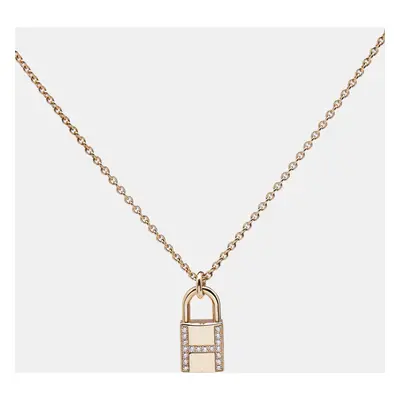 Hermes Kelly Cadenas Diamonds 18k Rose Gold Pendant Necklace