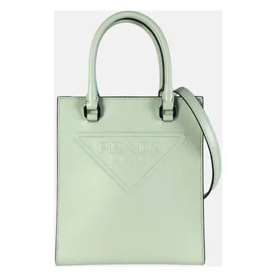 Prada Green Leather Mini Logo Drill Satchel