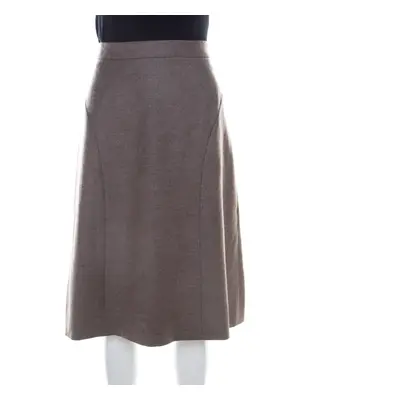 Escada Pine Brown Wool Tailored Rubla A Line Skirt