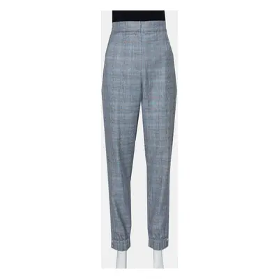 Tibi Grey Cooper Plaid Wool & Silk Joggers