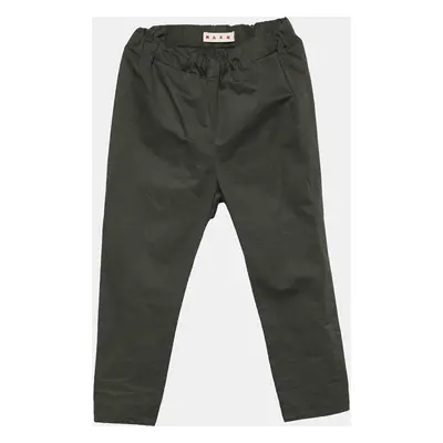 Marni Military Green Cotton Elasticized Waist Leggings