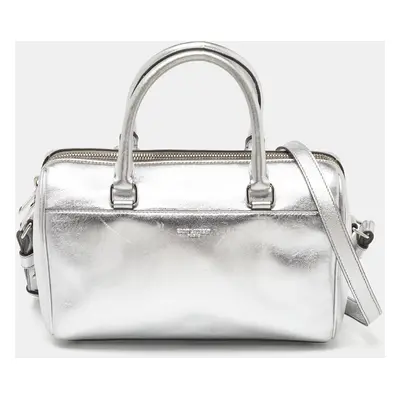 Saint Laurent Silver Leather Classic Baby Duffle Bag