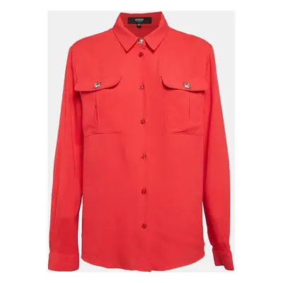 Versus Versace Red Crepe Button Front Shirt