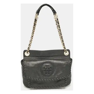 Tory Burch Black Leather Slouchy Marion Tote