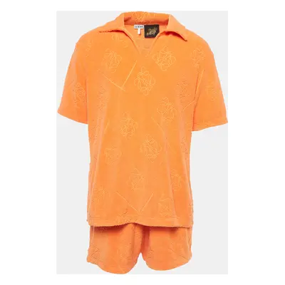 Loewe X Paula Ibiza Orange Anagram Terry Cotton Shirt & Shorts Set