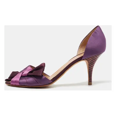 Giuseppe Zanotti Purple Satin Bow Peep Toe D'orsay Pumps Size