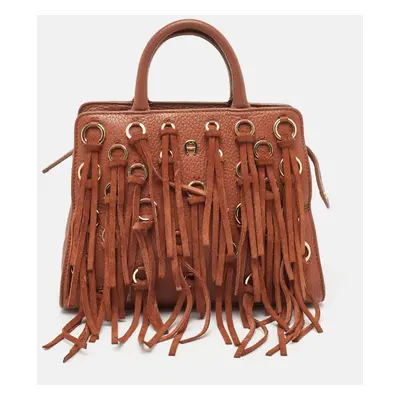 Aigner Brown Leather Cybill Fringe Tote