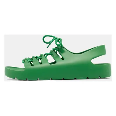 Bottega Veneta Green Rubber Lace Up Flat Sandals Size