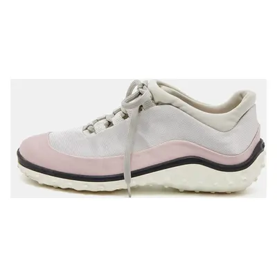 Miu Miu Pink/Grey Satin and Fabric Low Top Sneakers Size