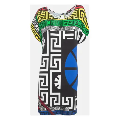 Versace Multicolor Geometric Greek Print Jersey Mini Dress