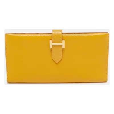 Hermes Jaune Epsom Leather Bearn Gusset Wallet