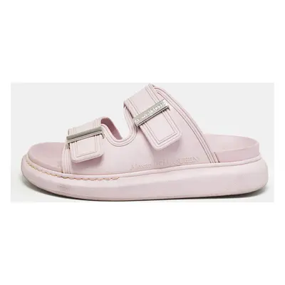 Alexander McQueen Pink Rubber Buckle Details Flat Slides Size