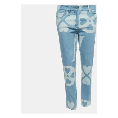 Moschino Couture Blue Logo Patterned Denim Jeans Waist 32"