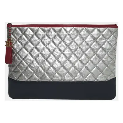 Chanel Silver Leather Gabrielle clutch