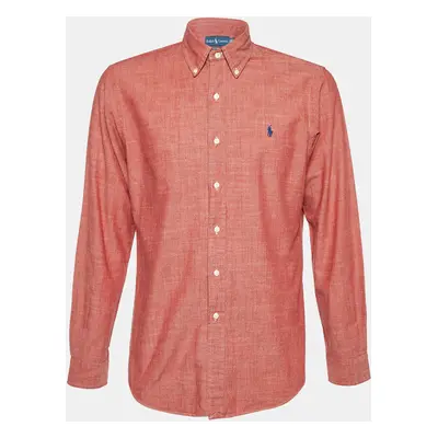 Ralph Lauren Coral Red Cotton Custom Fit Button Down Shirt