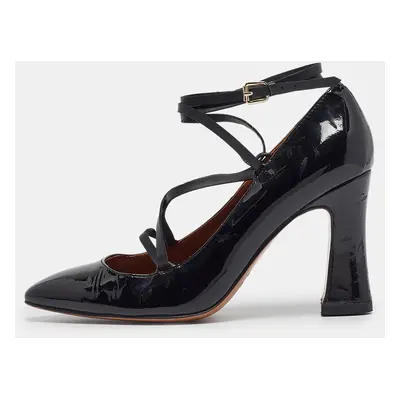 Valentino Black Patent Block Heel Pumps Size