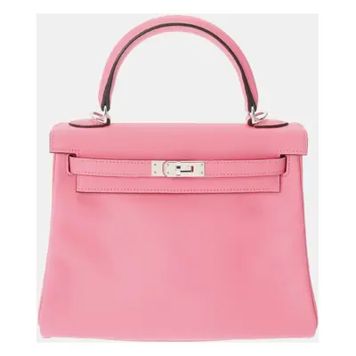 Hermes Rose Azalee Togo Leather Kelly Tote Bag