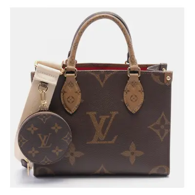 Louis Vuitton Coated Canvas Monogram Reverse Brown Beige On the Go PM Handbag