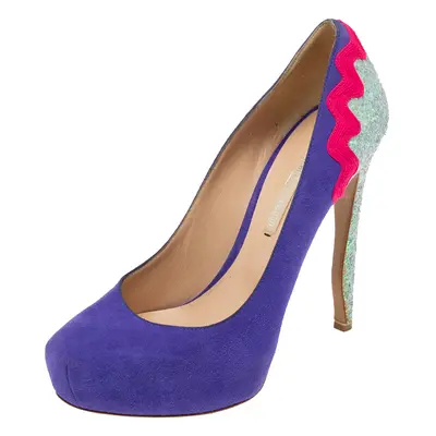 Nicholas Kirkwood Tricolor Suede And Glitters Platform Pumps Size