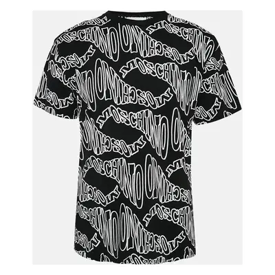 Moschino Black Logo All Over Print Jersey T-Shirt