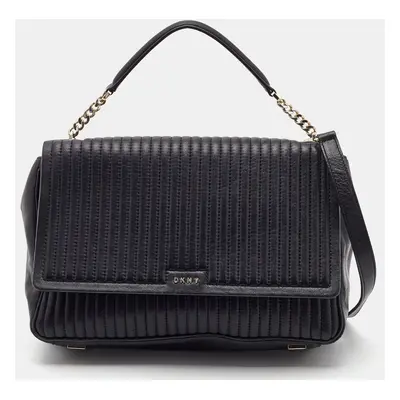 DKNY Black Quilted Leather Gansevoort Flap Top Handle Bag