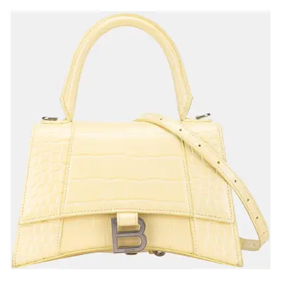 Balenciaga Yellow Small Embossed Hourglass Top Handle Bag