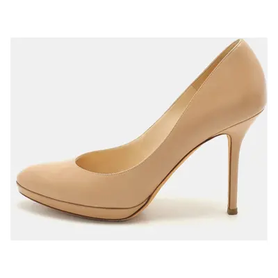 Jimmy Choo Beige Leather Platform Pumps Size