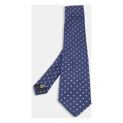 Boss By Hugo Boss Vintage Navy Blue Polka Dots Silk Tie