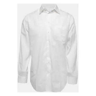 Armani Collezioni White Cotton Button Front Full Sleeve Shirt