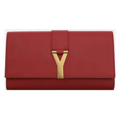 Saint Laurent Paris Red Leather Y Chyc Clutch Bag