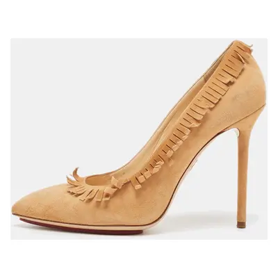 Charlotte Olympia Brown Suede Fringe Pumps Size