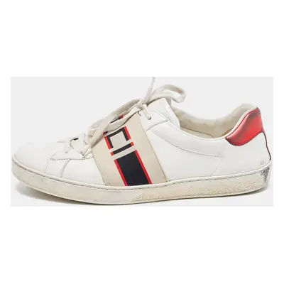 Gucci White Leather Logo Band Ace Sneakers Size 41.5