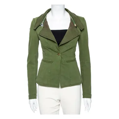 Givenchy Olive Green Cotton Detachable Collar Single Breasted Jacket