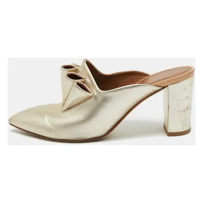 Malone Souliers Gold Leather Block Heel Mules Size 37.5