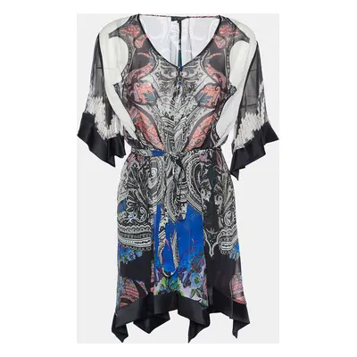 Etro Multicolor Printed Silk & Satin Trim Belted Tunic