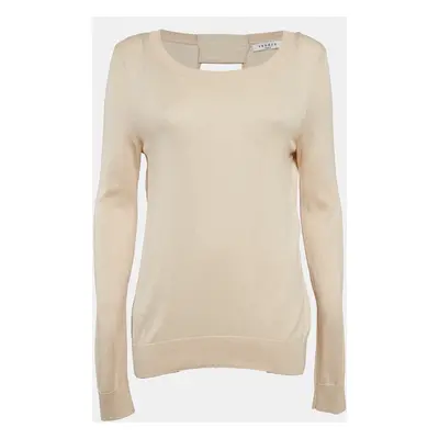 Sandro Beige Knit Cut-Out Detail Sweatshirt